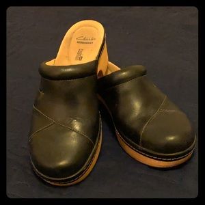 Clark’s leather clogs